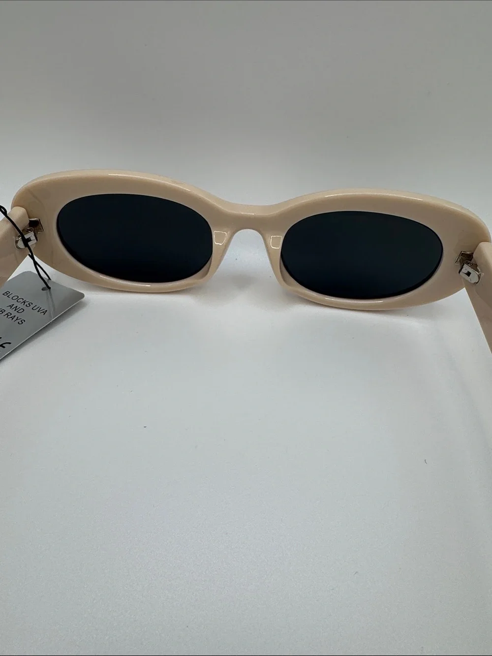 Women’s Beige Oval Sunglasses - UV Protection